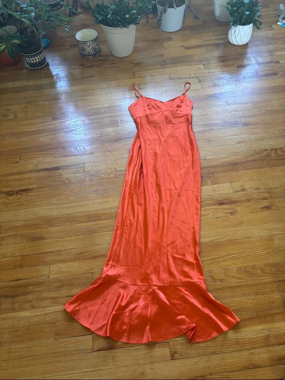 NWT Saloni 100% Silk Outer Mimi B Papaya Orange Dress